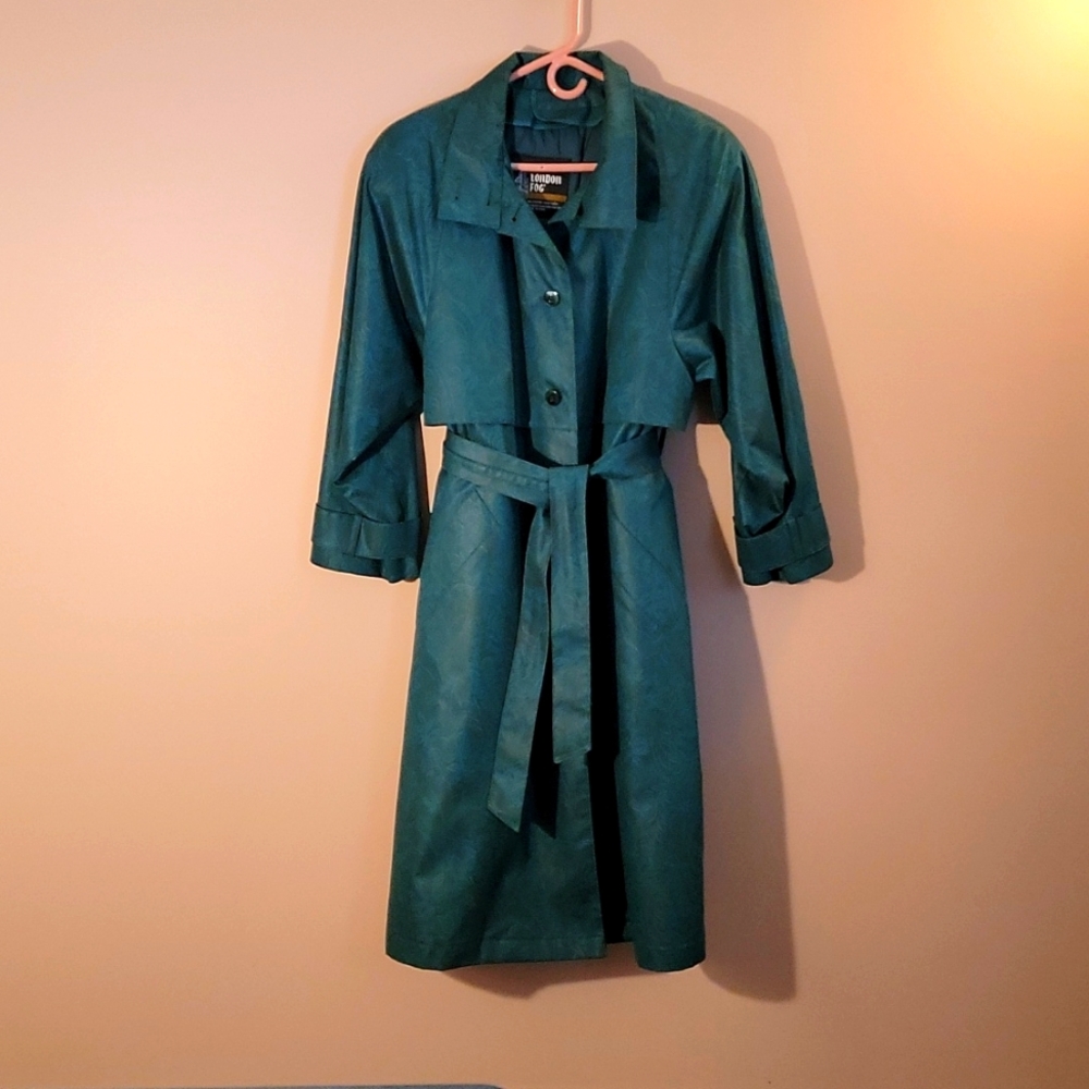 London Fog Teal Paisley Trench Coat